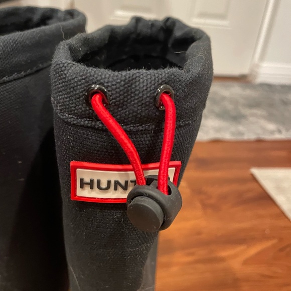 Black Hunter rubber and fabric tall boots, sz 7 gently used - Picture 2 of 8